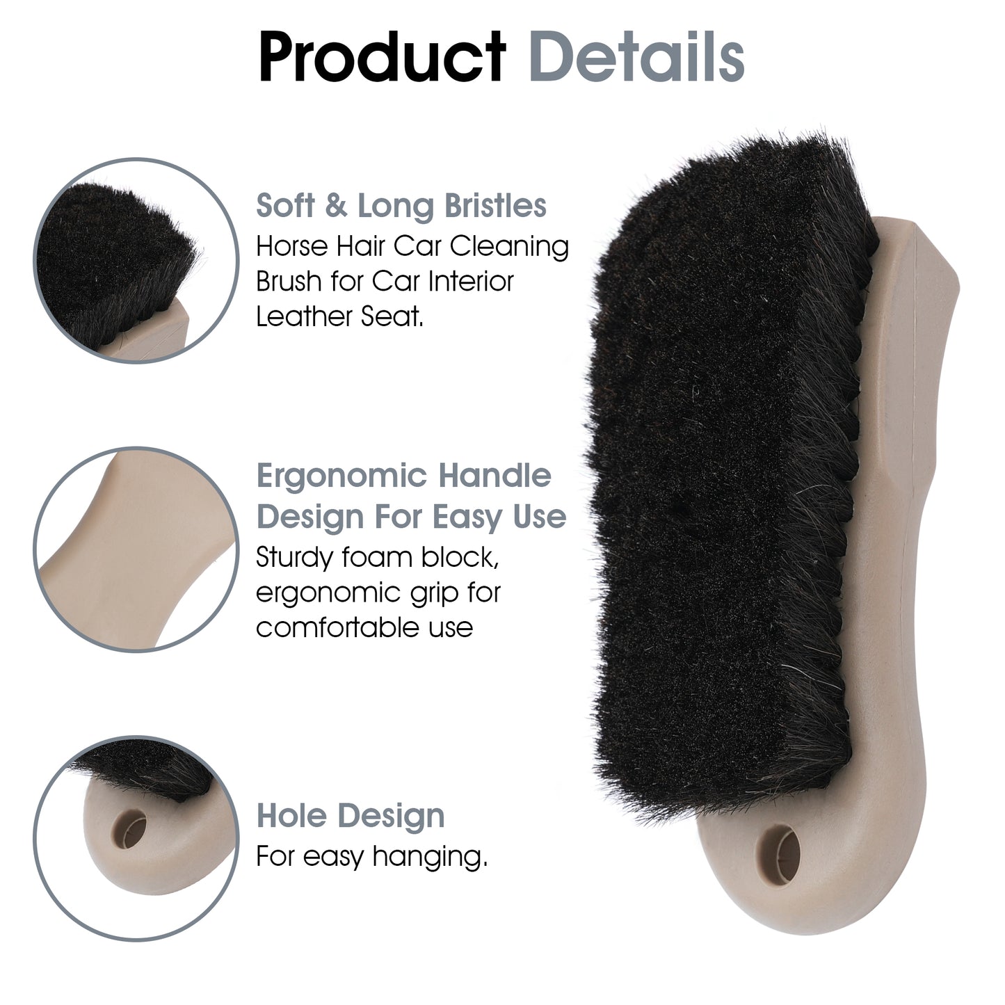 6" x 0.875" Horsehair Leather & Upholstery Brush