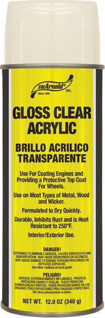 SM Arnold AEROSOL 12 OZ GLOSS CLEAR ACRYLIC LACQUAR – NANOSKIN Car Care  Products