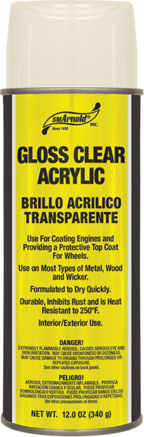SM Arnold AEROSOL 12 OZ GLOSS CLEAR ACRYLIC LACQUAR