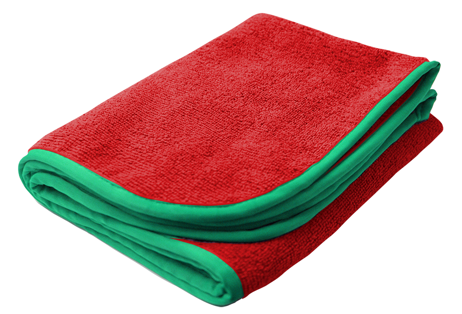 RED Power Shine Microfiber Towel w/ Green silk edge 16" x 24"  (12 Pcs/ Pack)