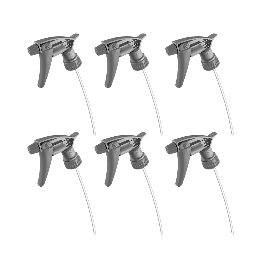 6-Pack Chemical Resistant Trigger Sprayer – Grey, 9 1/4"