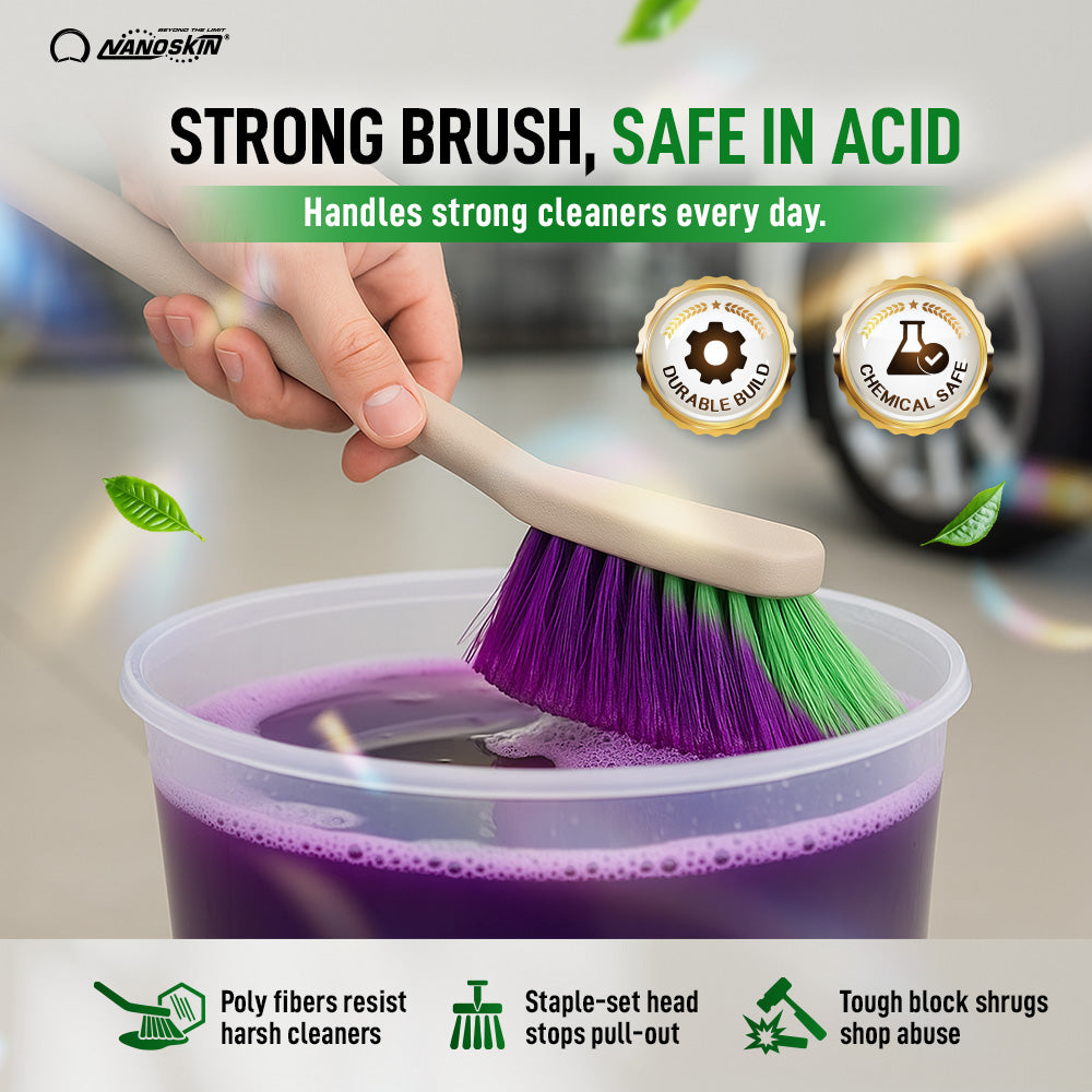 Professional 20-Inch Angled Tire & Wheel Cleaning Brush - Green Polystyrene