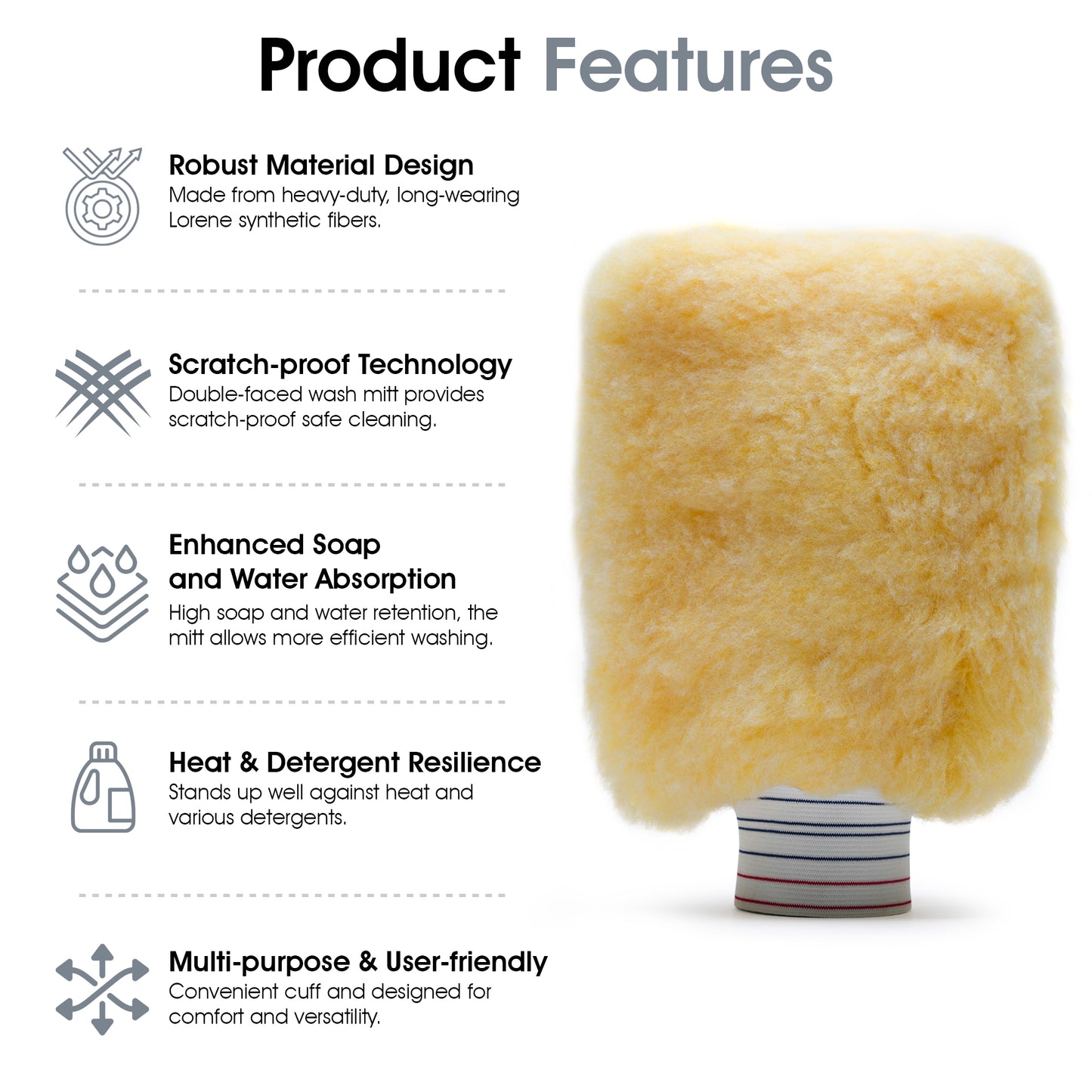 Spun Gold™ Professional Car Wash Mitt 2-Pack - Durable, Scratch-Resistant, 8" x 11"