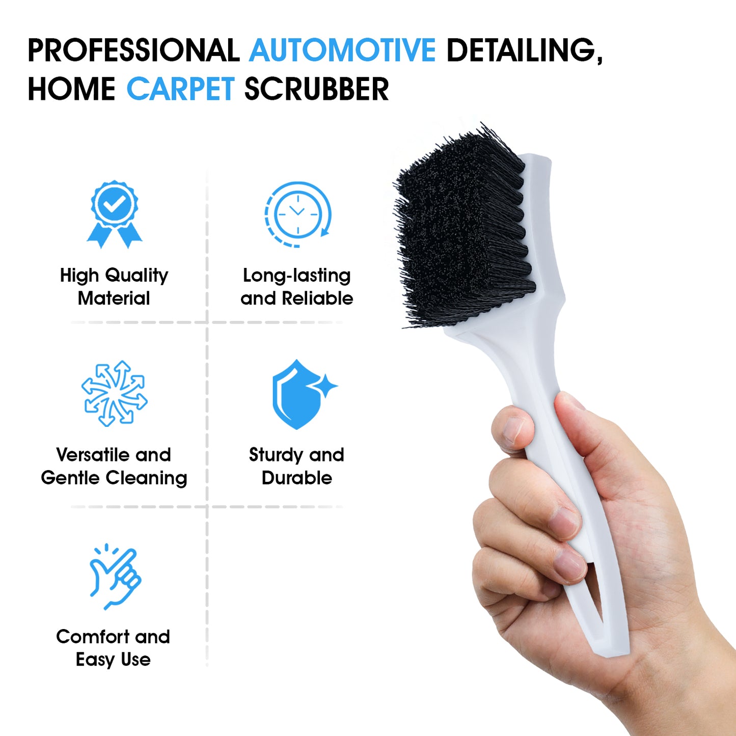 8.5" Carpet & Floormat Black Nylon Scrub Brush (3 Pack)