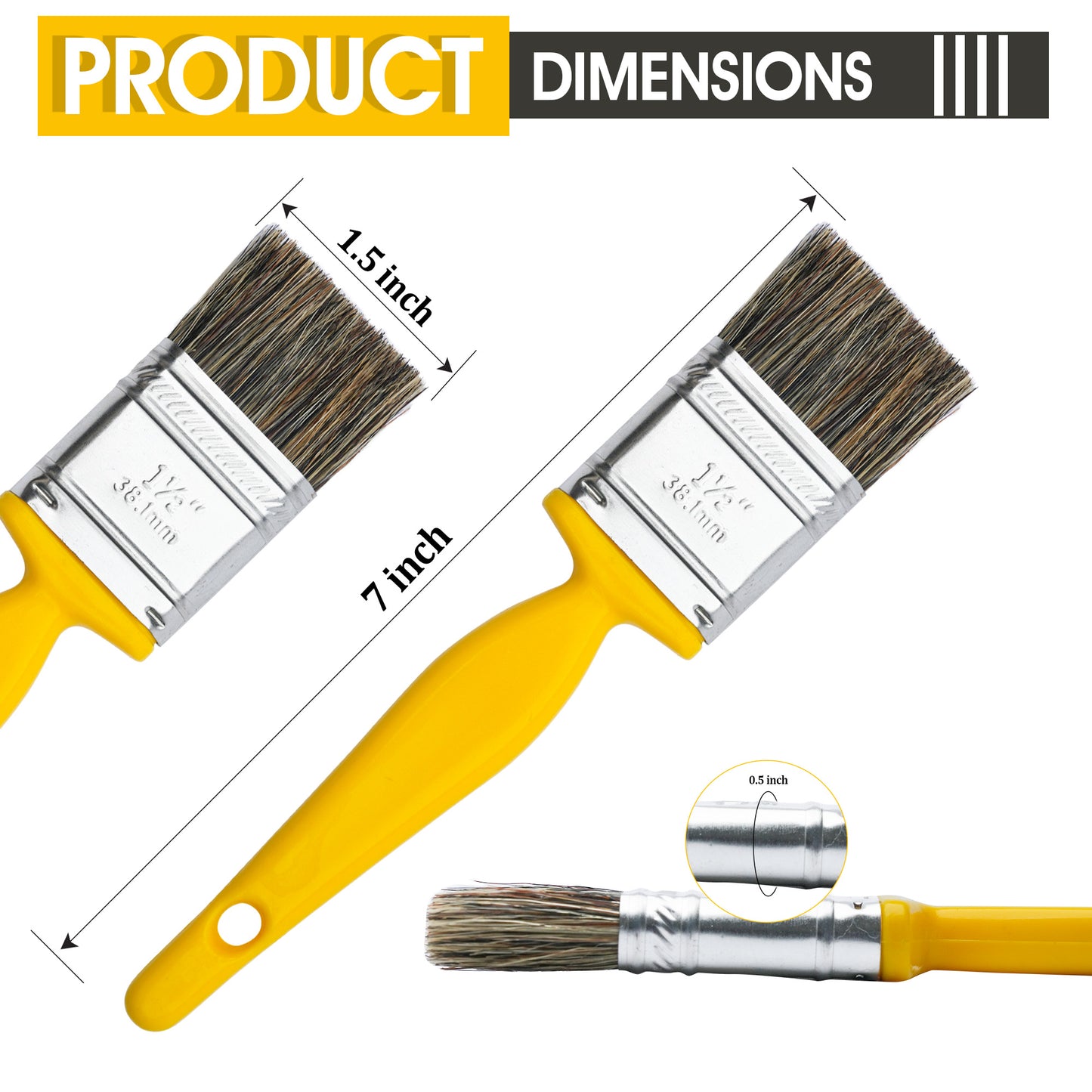 Ultra-Soft Paint Style Detail Brush, 3-Pack - 1" Double Thickness China Bristles