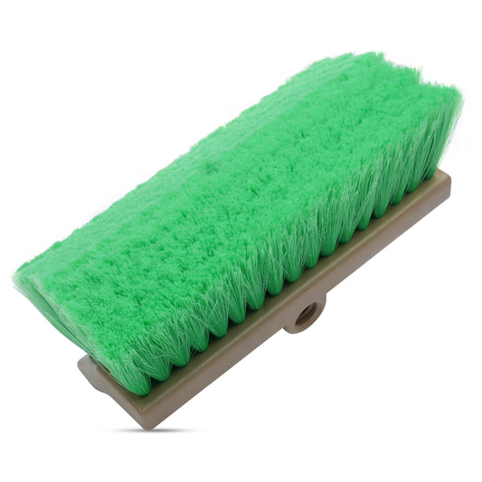 10" Large Bi-Level Vehicle Wash Brush with Soft Nylon Bristles - Green Nylon