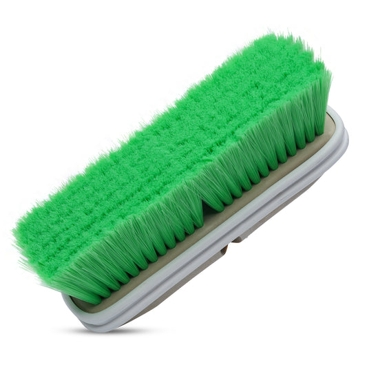 Premium 10-Inch Green Nylon Fountain Vehicle Wash Brush with Flagged-Tip Bristles