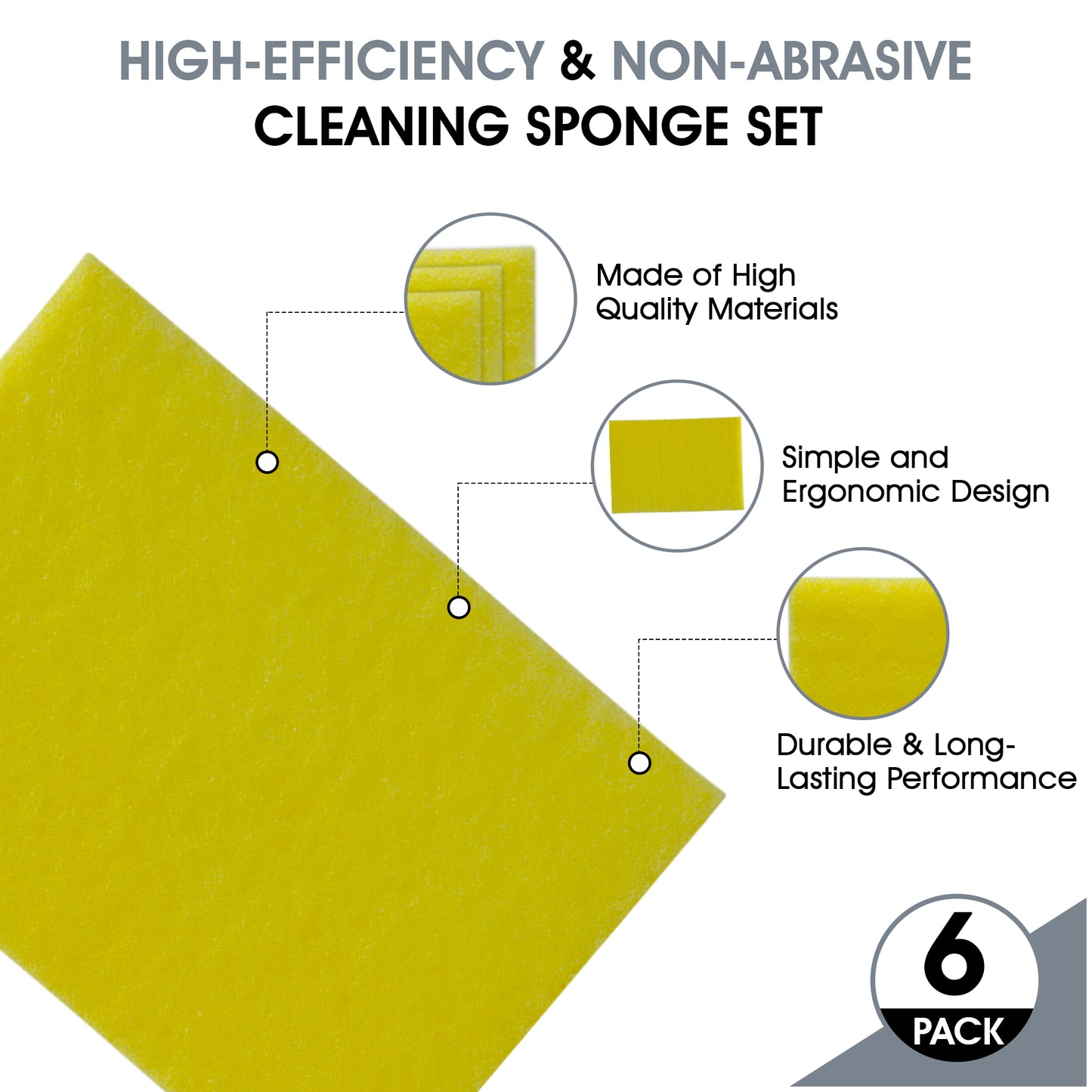 6" x 9" Scrub Away Tar Remover Pad, 6-Pack – Durable Non-Abrasive Cleaning Sponge Set