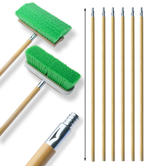 Professional Long-Reach 60-Inch Hardwood Handle with Universal Threaded Die-Cast Tip (6-Pack)