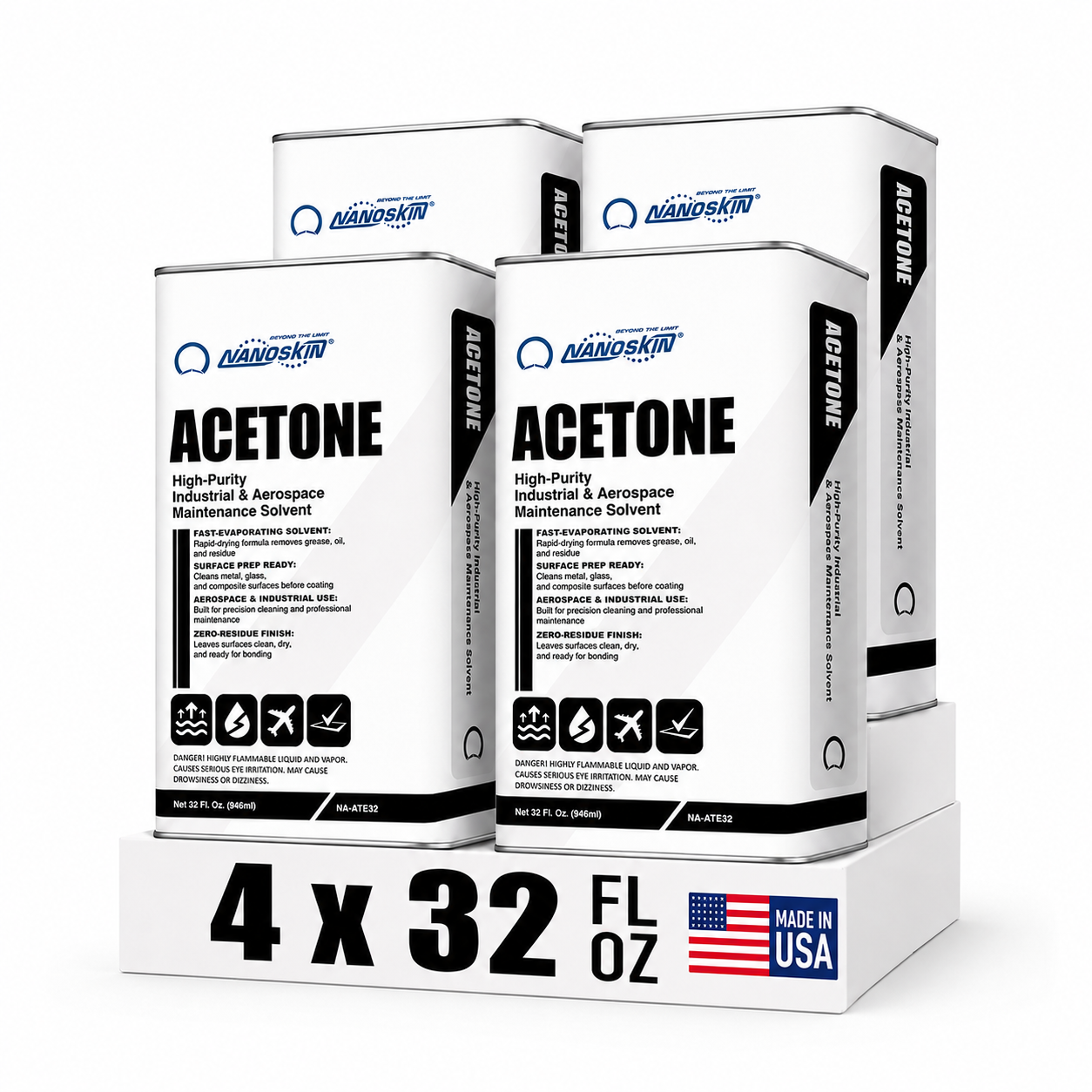Nanoskin Acetone 1 Gallon (32 Oz. Pack of 4)