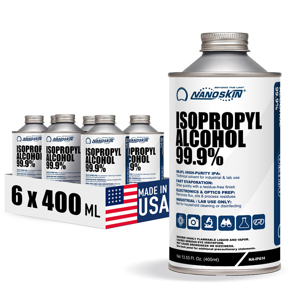 Nanoskin 99.9% Isopropyl Alcohol (IPA) – High-Purity Technical Grade Alcohol for Industrial & Laboratory Use, Fast Evaporating, Low-Residue Formula – 13.5 fl oz (400 mL)
