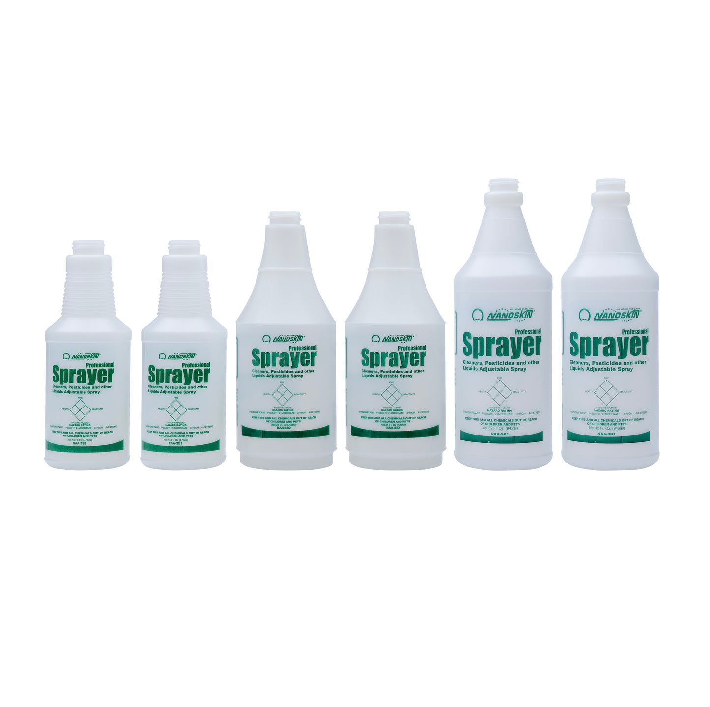 6-Pack of HDPE Natural Plastic Spray Bottles with Molded-in Graduations