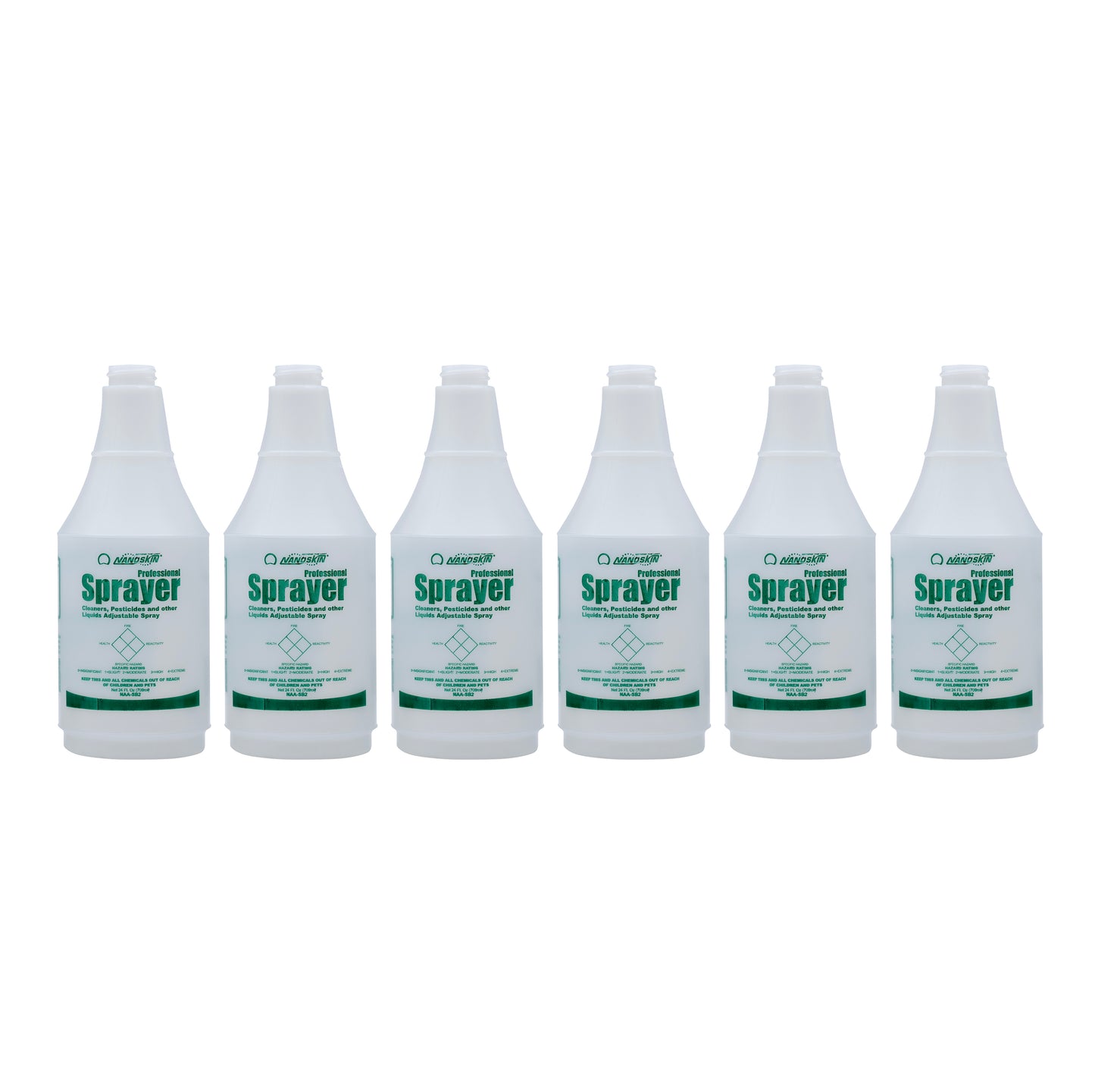 6-Pack of HDPE Natural Plastic Spray Bottles with Molded-in Graduations