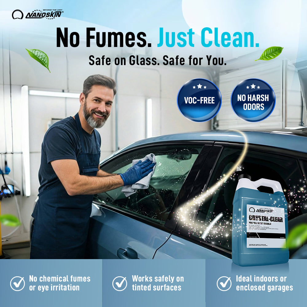 CRYSTAL-CLEAR VOC Free Glass Cleaner – NANOSKIN Car Care Products