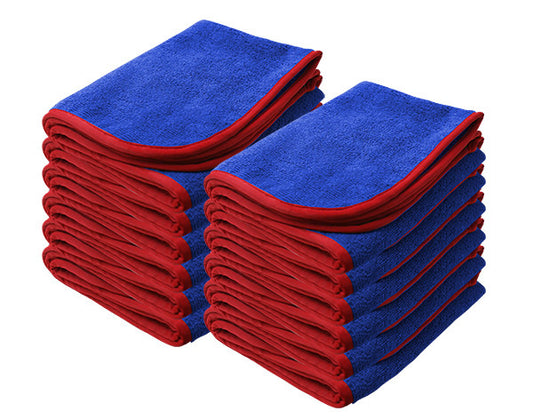 NANOSKIN BLUE Power Shine Microfiber Towel w/ RED silk edge 16" x 24"  (12 Pcs/ Pack)