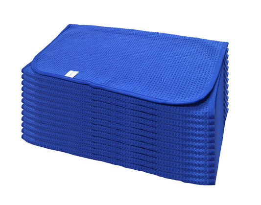 BLUE Waffle Wave Microfiber Waffle Towel 16" x 24"  (12 Pcs/ Pack)