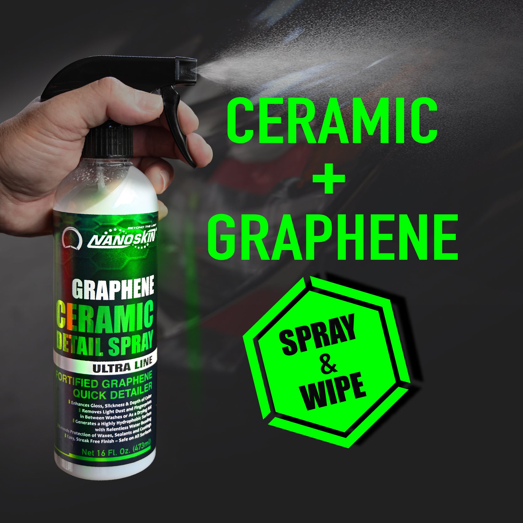 Ceramic Detail Spray - Quick Detailer, Streak Free Formula!