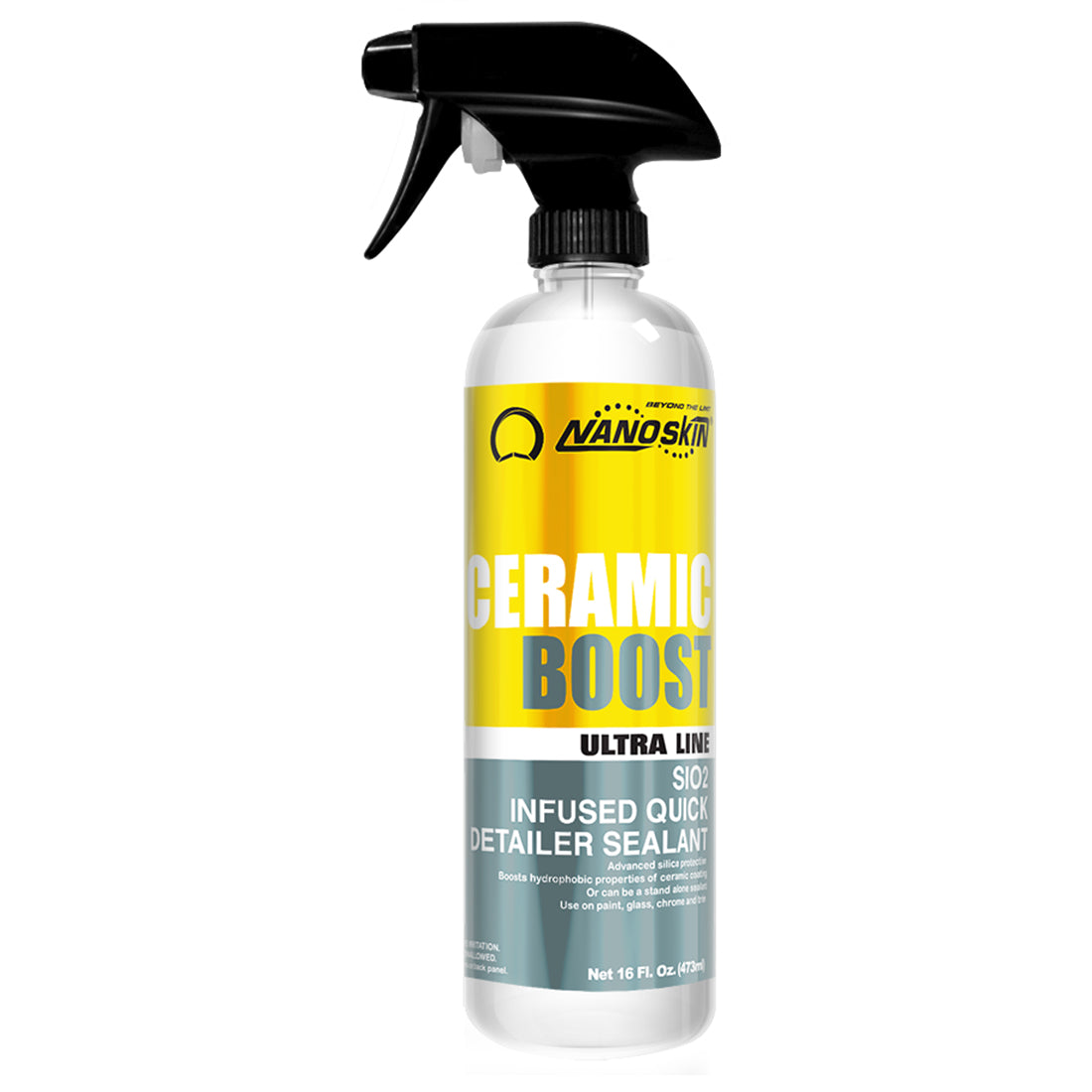 • Advanced ceramic Si02 silica protection <br>• Rejuvinates and boosts hydrophobic properties of ceramic coating <br>• Can be used on coated surfaces or as a stand alone on non coated surfaces <br>• Use on paint, glass, chrome and trim