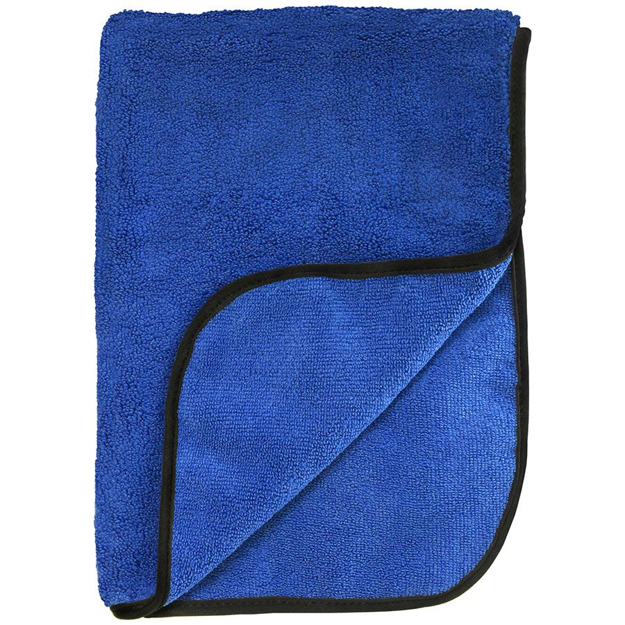 BLUE Super Ultra Plush Microfiber Towels w/ Black Piping 16"x 24" 500GSM (12 Pcs/ Pack)