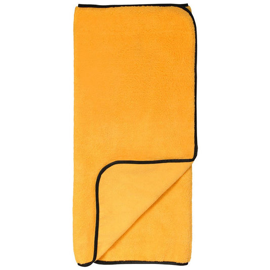 Medium YELLOW Power Shine Microfiber Towels w/ Black Piping 16" x 16" (12 Pcs/Pack)